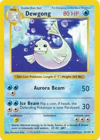 Dewgong (25/102) [Base Set Shadowless Unlimited] | Deep Dive Games St. Marys