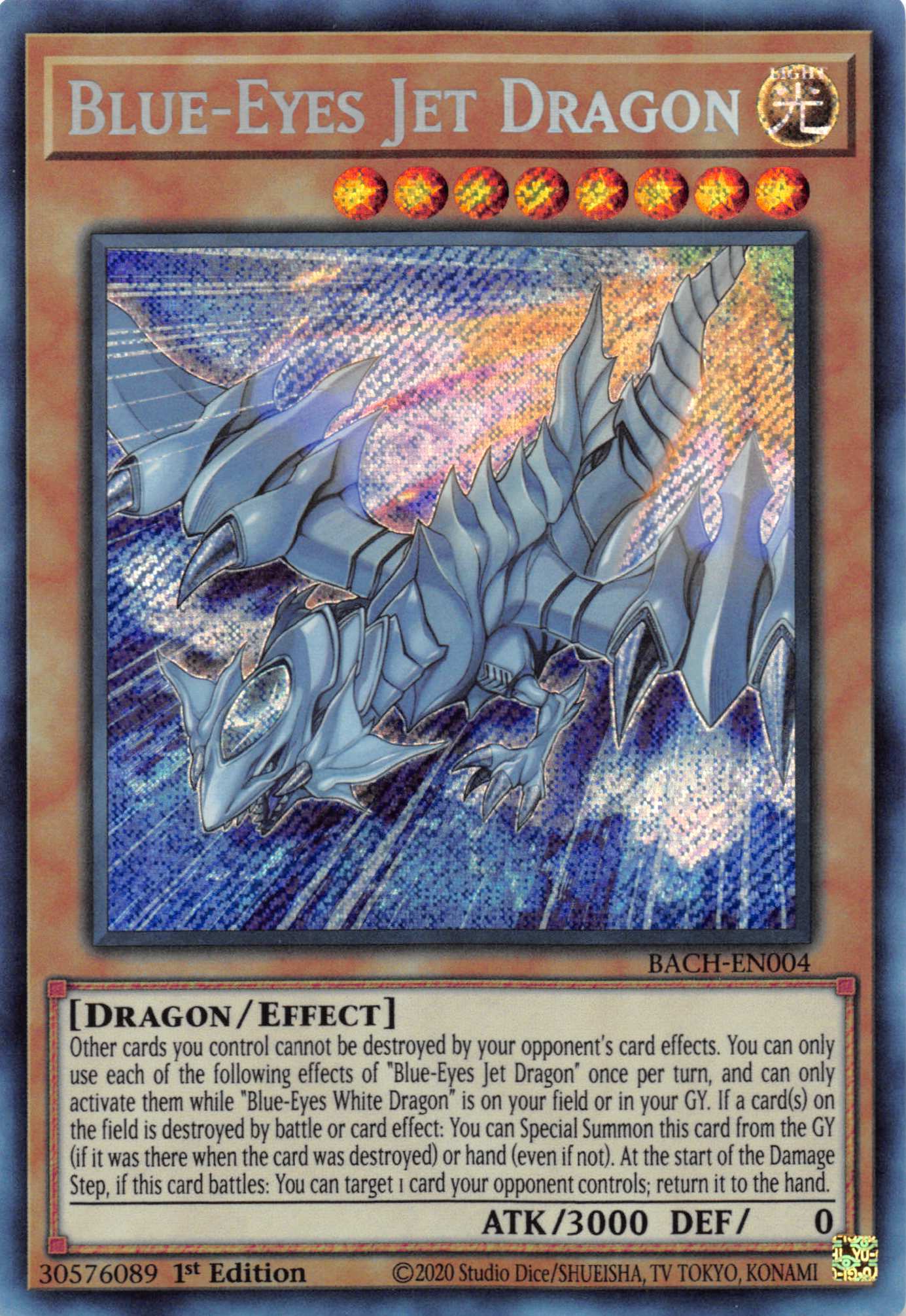 Blue-Eyes Jet Dragon [BACH-EN004] Secret Rare | Deep Dive Games St. Marys