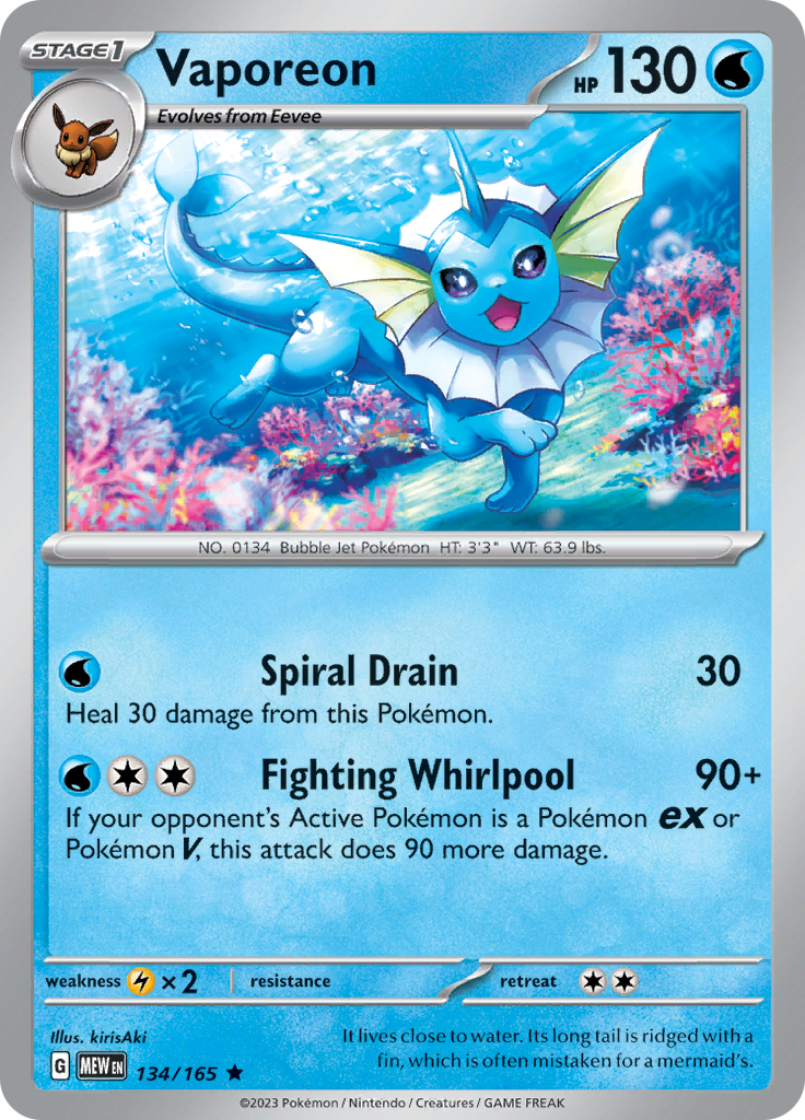 Vaporeon (134/165) [Scarlet & Violet 151] | Deep Dive Games St. Marys