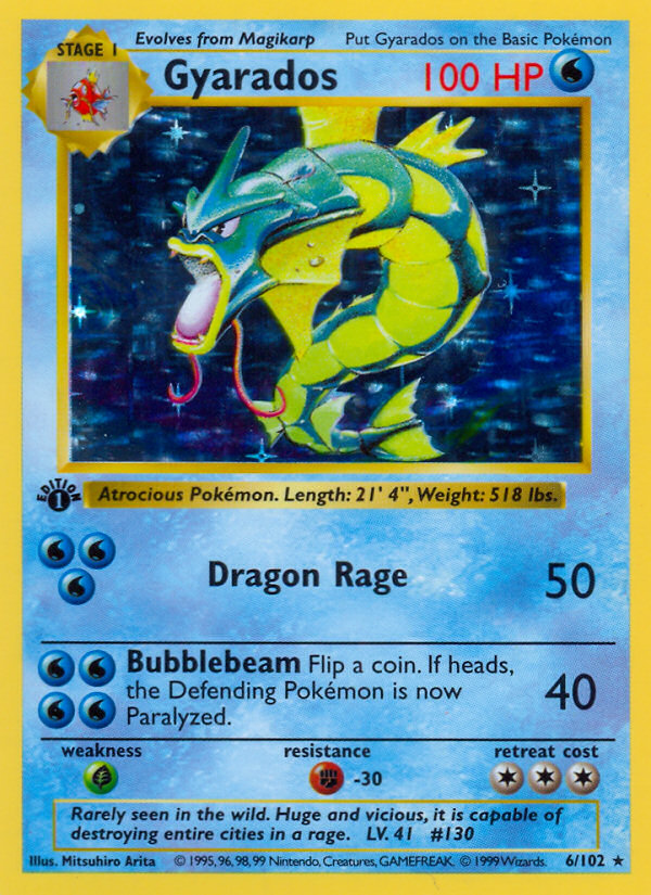 Gyarados (6/102) (Shadowless) [Base Set 1st Edition] | Deep Dive Games St. Marys