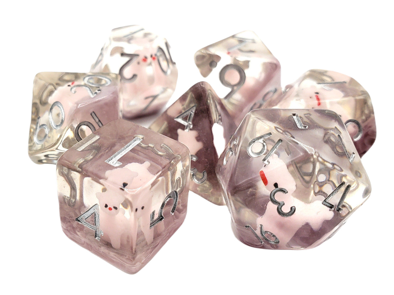 Old School 7 Piece DnD RPG Dice Set: Animal Kingdom - Pink Alpaca | Deep Dive Games St. Marys