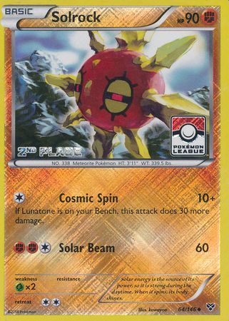 Solrock (64/146) (2nd Place League Challenge Promo) [XY: Base Set] | Deep Dive Games St. Marys