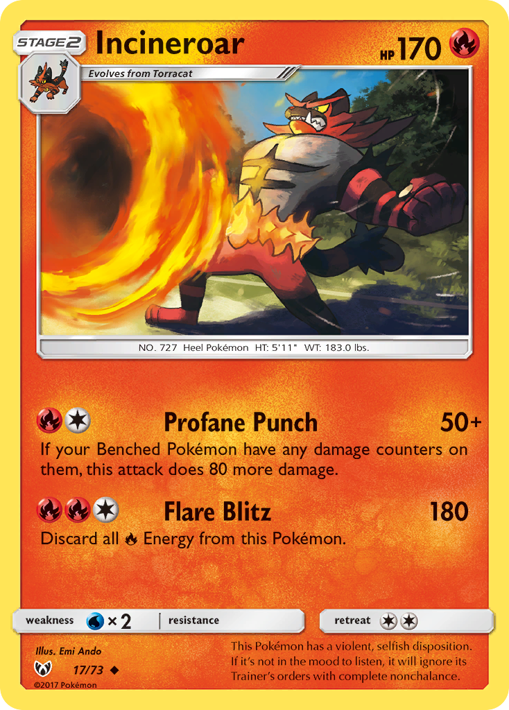 Incineroar (17/73) [Sun & Moon: Shining Legends] | Deep Dive Games St. Marys