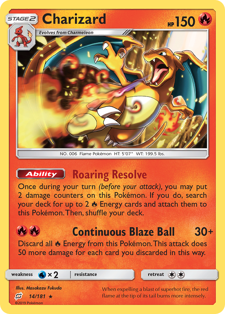 Charizard (14/181) (Cosmos Holo) [Sun & Moon: Team Up] | Deep Dive Games St. Marys