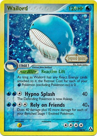 Wailord (14/92) (Stamped) [EX: Legend Maker] | Deep Dive Games St. Marys