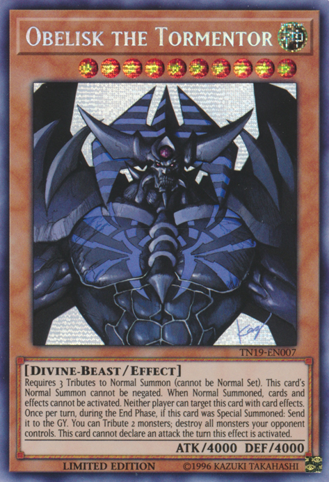 Obelisk the Tormentor [TN19-EN007] Prismatic Secret Rare | Deep Dive Games St. Marys