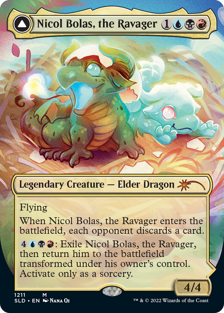 Nicol Bolas, the Ravager // Nicol Bolas, the Arisen (Display Commander) (Borderless) [Secret Lair: From Cute to Brute] | Deep Dive Games St. Marys