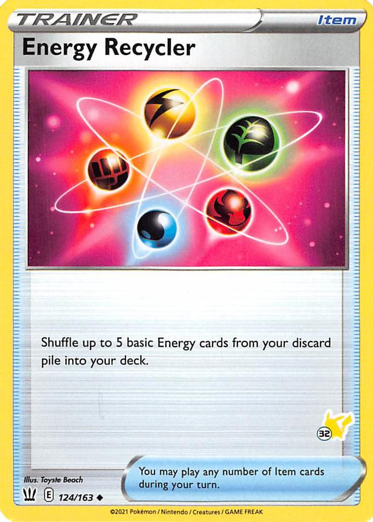 Energy Recycler (124/163) (Pikachu Stamp #32) [Battle Academy 2022] | Deep Dive Games St. Marys