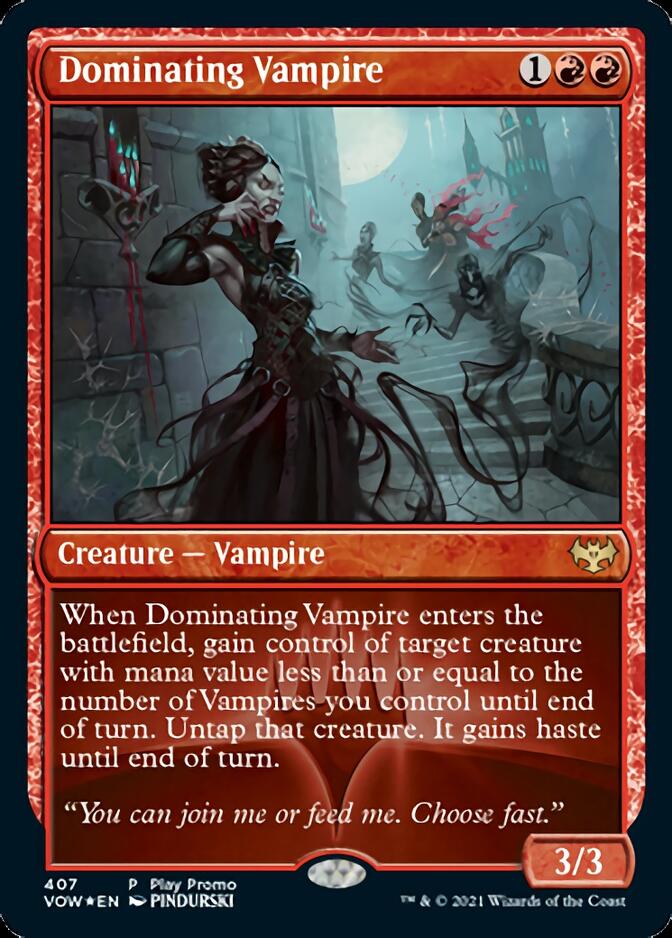 Dominating Vampire (Play Promo) [Innistrad: Crimson Vow Promos] | Deep Dive Games St. Marys