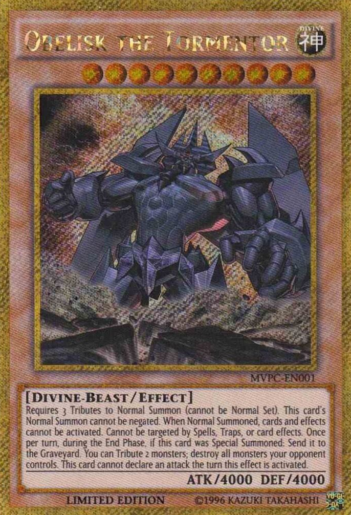 Obelisk the Tormentor [MVPC-EN001] Gold Secret Rare | Deep Dive Games St. Marys