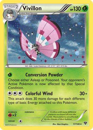 Vivillon (17/146) (Meadow Form/Pink Wings) (Cosmos Holo) [XY: Base Set] | Deep Dive Games St. Marys