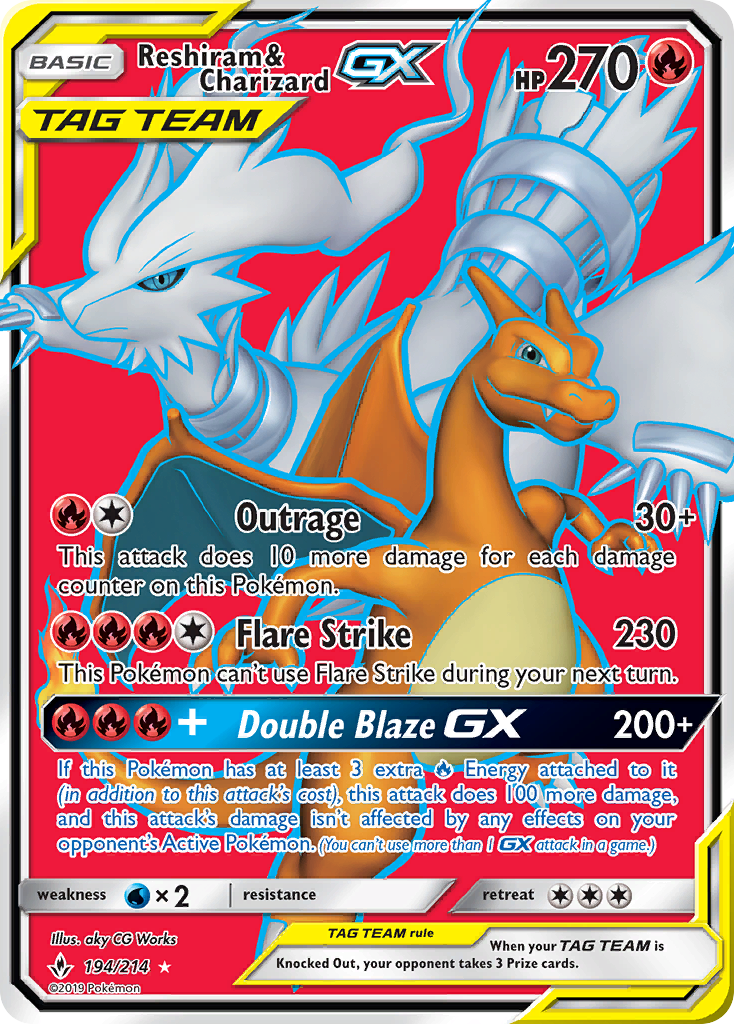 Reshiram & Charizard GX (194/214) [Sun & Moon: Unbroken Bonds] | Deep Dive Games St. Marys