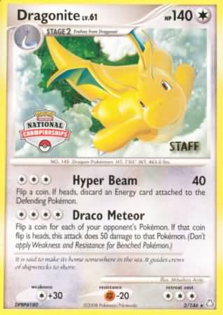 Dragonite (2/146) (National Championship Staff) [Diamond & Pearl: Legends Awakened] | Deep Dive Games St. Marys