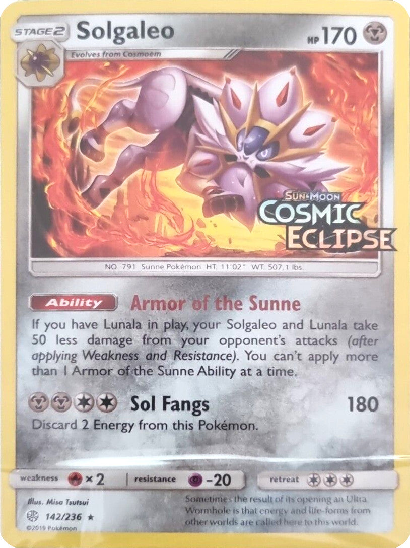 Solgaleo (142/236) (Cosmic Eclipse Stamped) [Sun & Moon: Cosmic Eclipse] | Deep Dive Games St. Marys