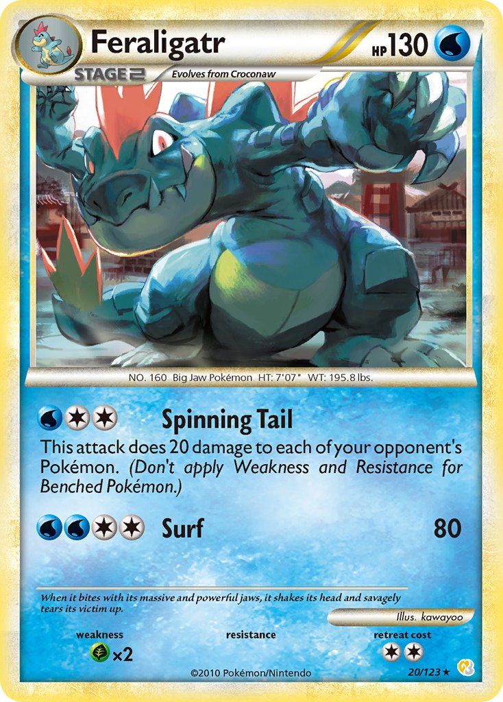 Feraligatr (20/123) (Theme Deck Exclusive) [HeartGold & SoulSilver: Base Set] | Deep Dive Games St. Marys