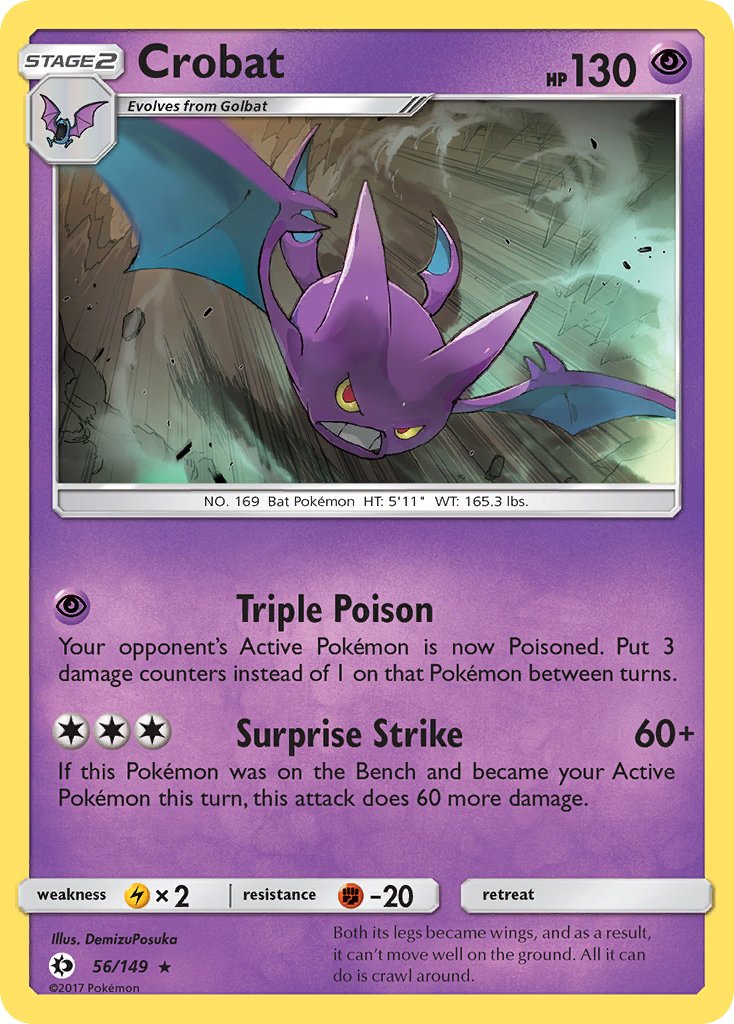 Crobat (56/149) (Prerelease Kit Exclusive) (Theme Deck Exclusive) [Sun & Moon: Base Set] | Deep Dive Games St. Marys