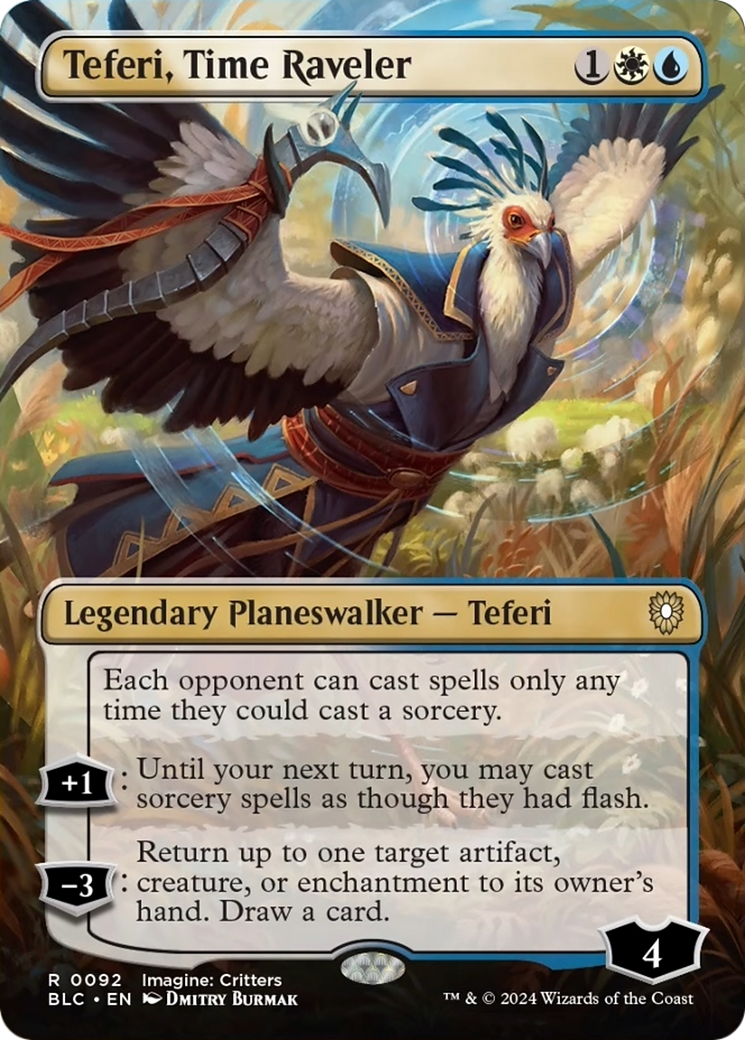 Teferi, Time Raveler (Borderless) [Bloomburrow Commander] | Deep Dive Games St. Marys