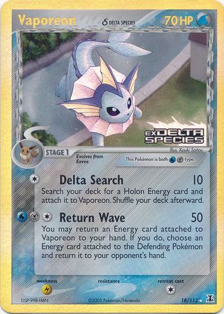 Vaporeon (18/113) (Delta Species) (Stamped) [EX: Delta Species] | Deep Dive Games St. Marys