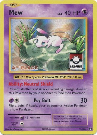 Mew (53/108) (League Promo 4th Place) [XY: Evolutions] | Deep Dive Games St. Marys