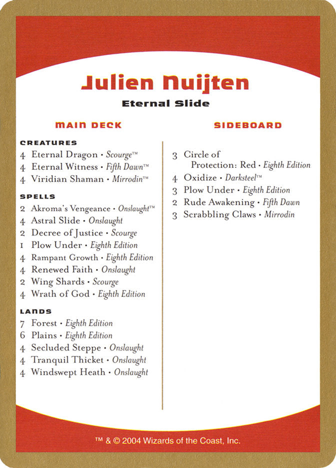 Julien Nuijten Decklist [World Championship Decks 2004] | Deep Dive Games St. Marys