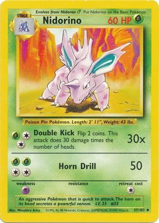 Nidorino (37/102) [Base Set Unlimited] | Deep Dive Games St. Marys