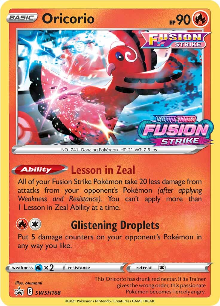 Oricorio (SWSH168) (Prerelease Promo) [Sword & Shield: Black Star Promos] | Deep Dive Games St. Marys