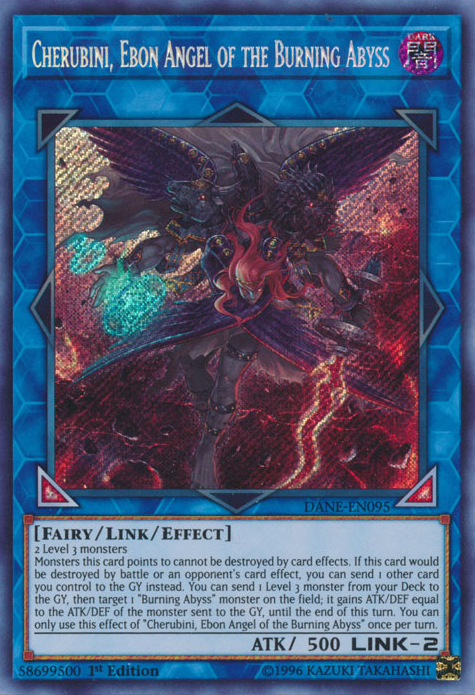 Cherubini, Ebon Angel of the Burning Abyss [DANE-EN095] Secret Rare | Deep Dive Games St. Marys