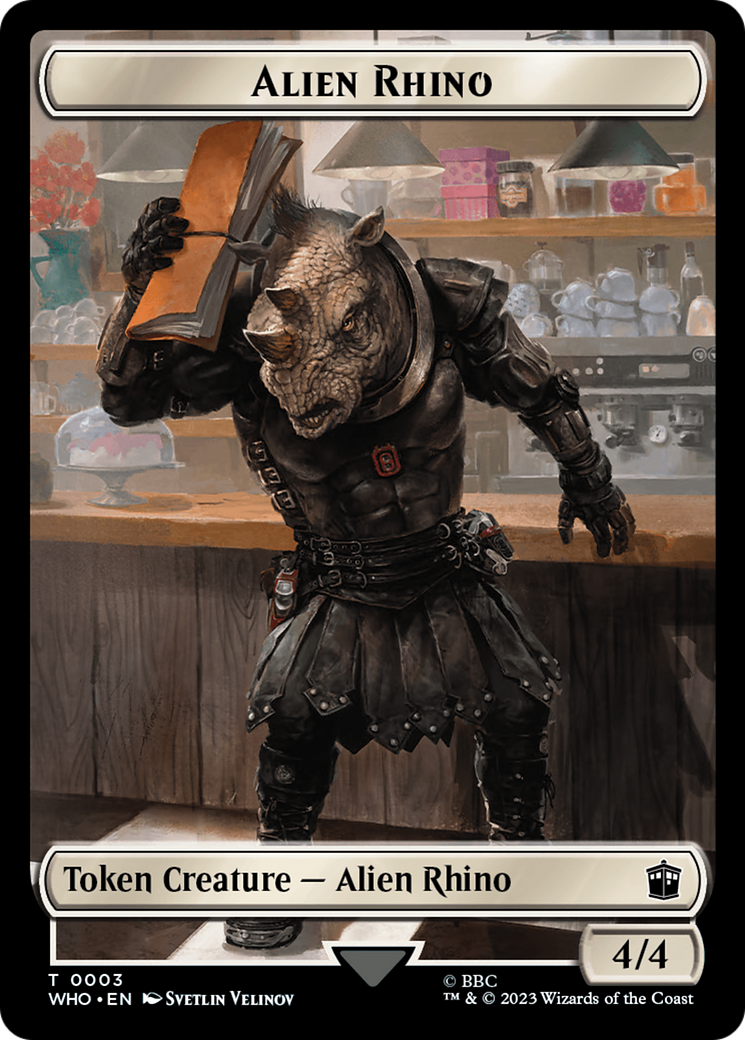 Alien Rhino // Alien Salamander Double-Sided Token (Surge Foil) [Doctor Who Tokens] | Deep Dive Games St. Marys