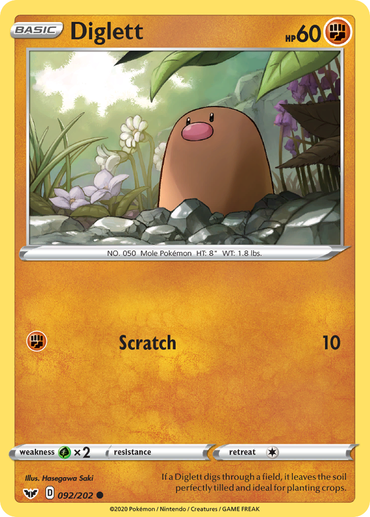 Diglett (092/202) [Sword & Shield: Base Set] | Deep Dive Games St. Marys
