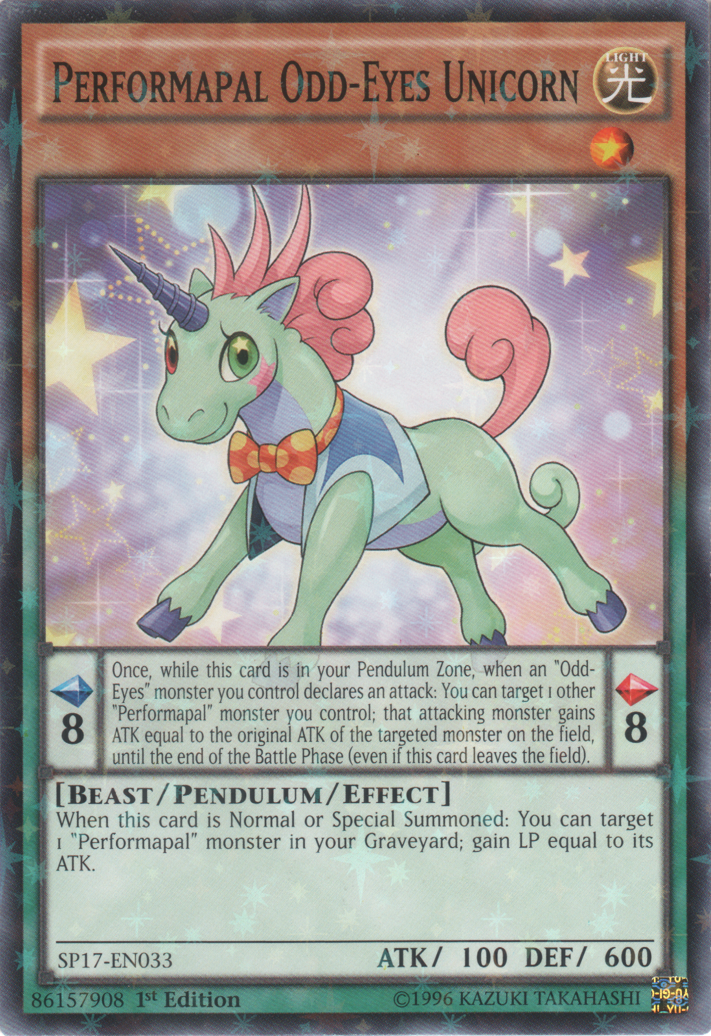 Performapal Odd-Eyes Unicorn [SP17-EN033] Starfoil Rare | Deep Dive Games St. Marys