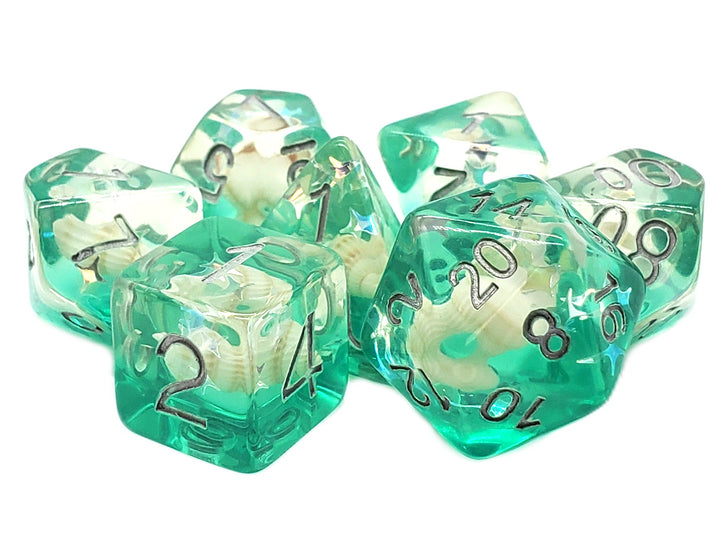 Old School 7 Piece DnD RPG Dice Set: Infused - Beach Party - Aqua | Deep Dive Games St. Marys