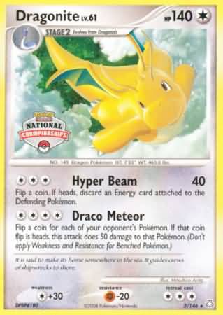 Dragonite (2/146) (National Championship) [Diamond & Pearl: Legends Awakened] | Deep Dive Games St. Marys