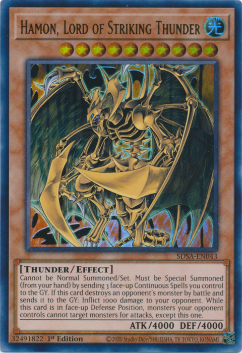 Hamon, Lord of Striking Thunder [SDSA-EN043] Ultra Rare | Deep Dive Games St. Marys