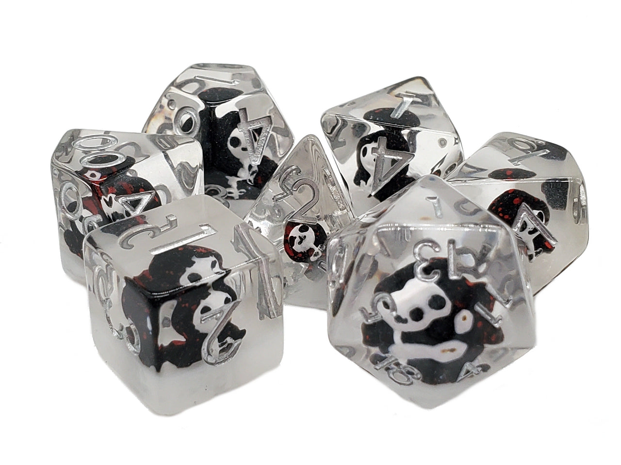 Old School 7 Piece DnD RPG Dice Set: Infused - Ghost - Black | Deep Dive Games St. Marys