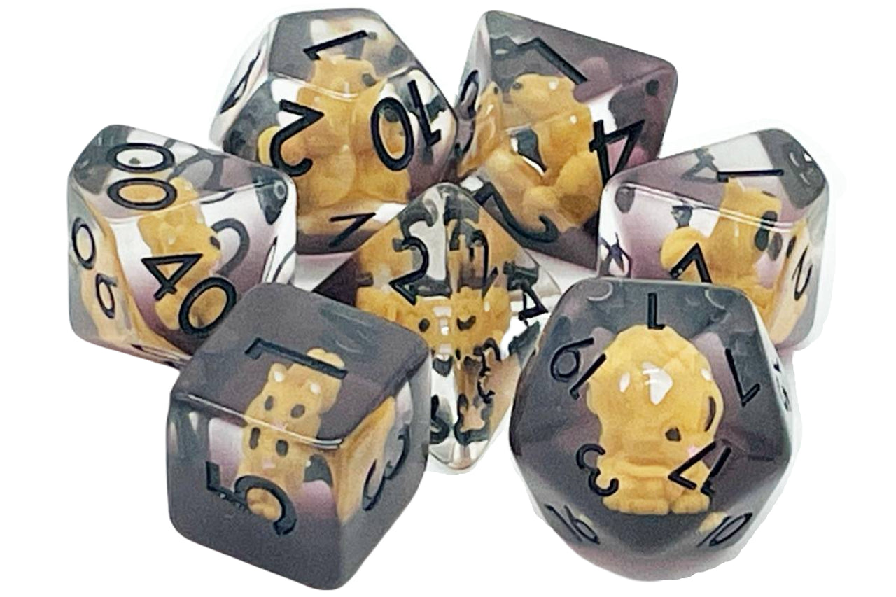 Old School 7 Piece DnD RPG Dice Set: Animal Kingdom - Squirrel - Brown | Deep Dive Games St. Marys