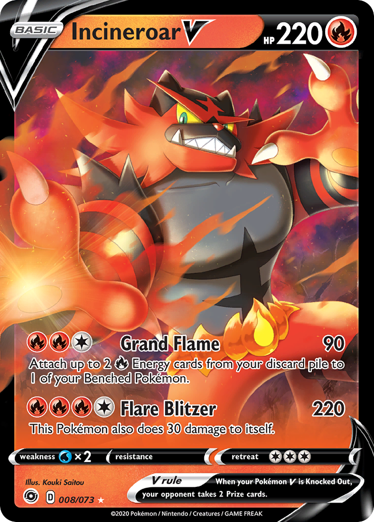 Incineroar V (008/073) [Sword & Shield: Champion's Path] | Deep Dive Games St. Marys