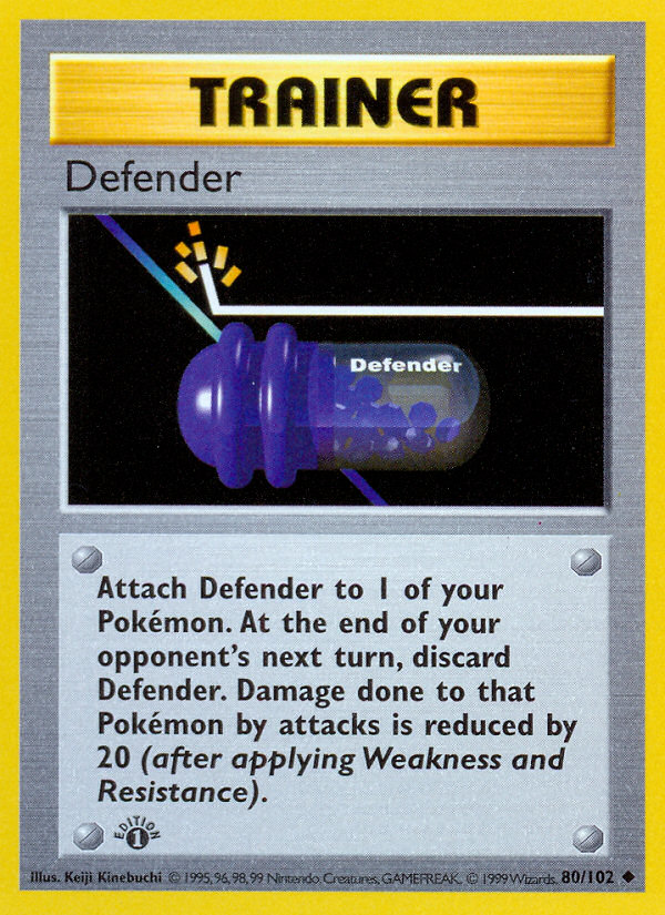 Defender (80/102) (Shadowless) [Base Set 1st Edition] | Deep Dive Games St. Marys