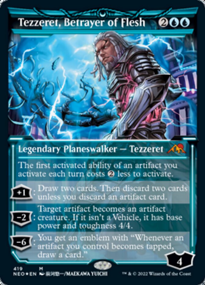 Tezzeret, Betrayer of Flesh (Showcase) (Foil Etched) [Kamigawa: Neon Dynasty] | Deep Dive Games St. Marys