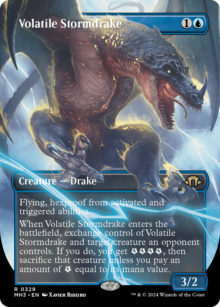 Volatile Stormdrake (Borderless) [Modern Horizons 3] | Deep Dive Games St. Marys