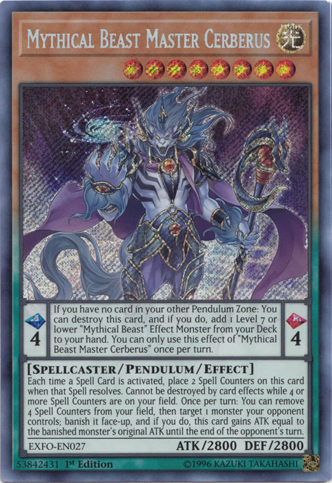 Mythical Beast Master Cerberus [EXFO-EN027] Secret Rare | Deep Dive Games St. Marys