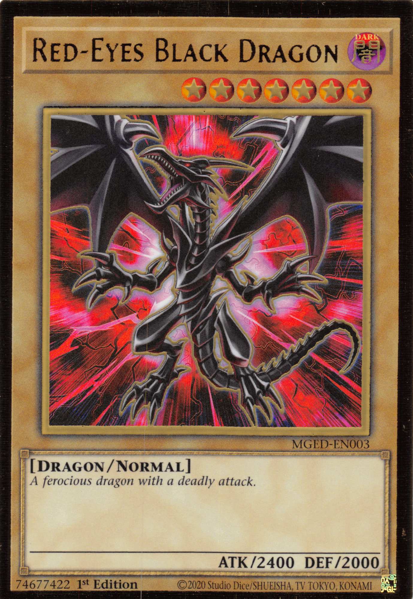 Red-Eyes Black Dragon (Alternate Art) [MGED-EN003] Gold Rare | Deep Dive Games St. Marys