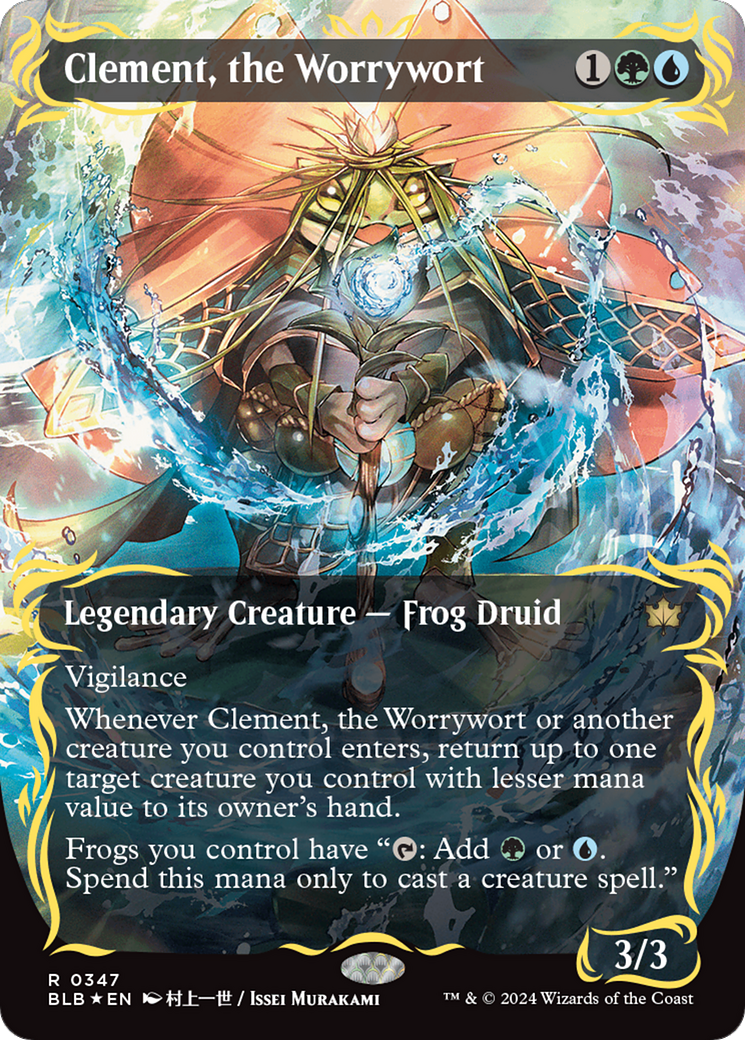 Clement, the Worrywort (Borderless) (Raised Foil) [Bloomburrow] | Deep Dive Games St. Marys