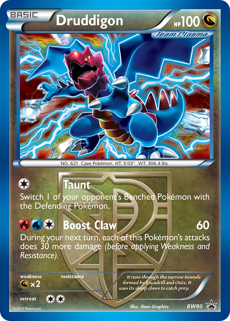 Druddigon (BW80) (Team Plasma) (Cosmos Holo) [Black & White: Black Star Promos] | Deep Dive Games St. Marys