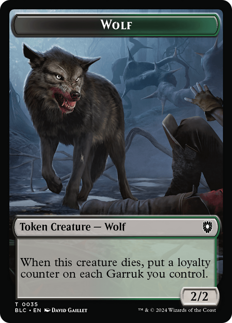 Human Soldier // Wolf (035) Double-Sided Token [Bloomburrow Commander Tokens] | Deep Dive Games St. Marys