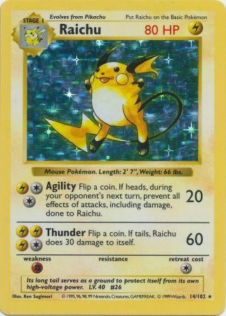 Raichu (14/102) [Base Set Shadowless Unlimited] | Deep Dive Games St. Marys