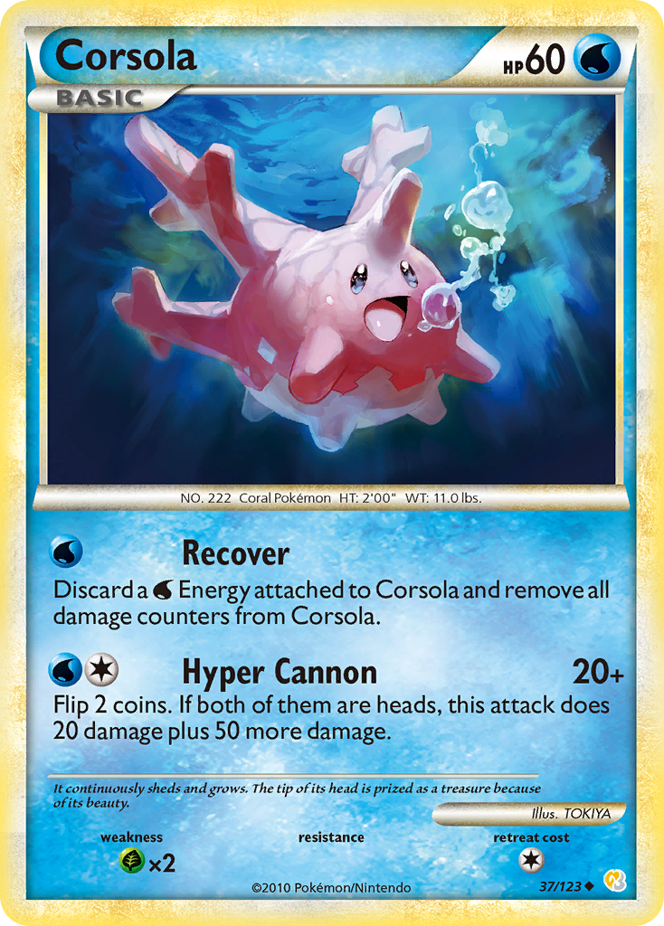 Corsola (37/123) [HeartGold & SoulSilver: Base Set] | Deep Dive Games St. Marys