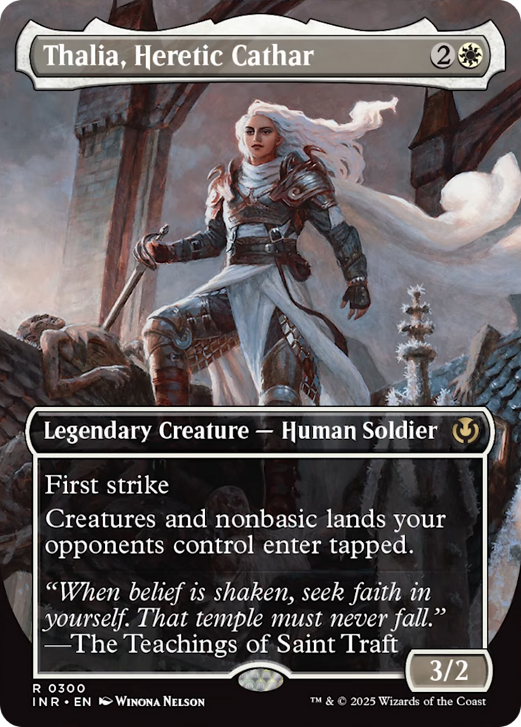 Thalia, Heretic Cathar (borderless) [Innistrad Remastered] | Deep Dive Games St. Marys