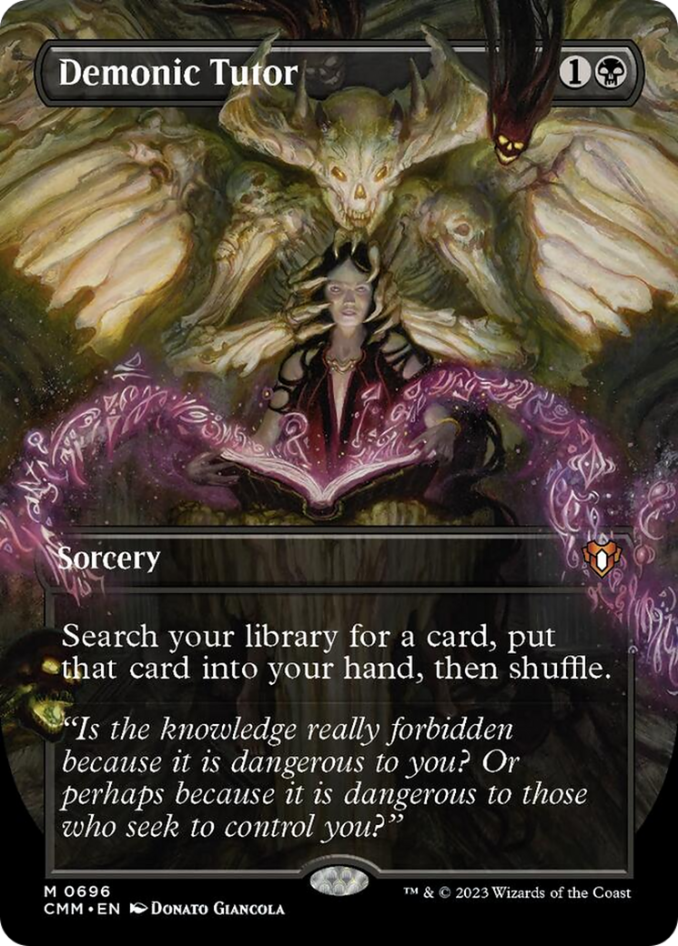 Demonic Tutor (Borderless Alternate Art) [Commander Masters] | Deep Dive Games St. Marys