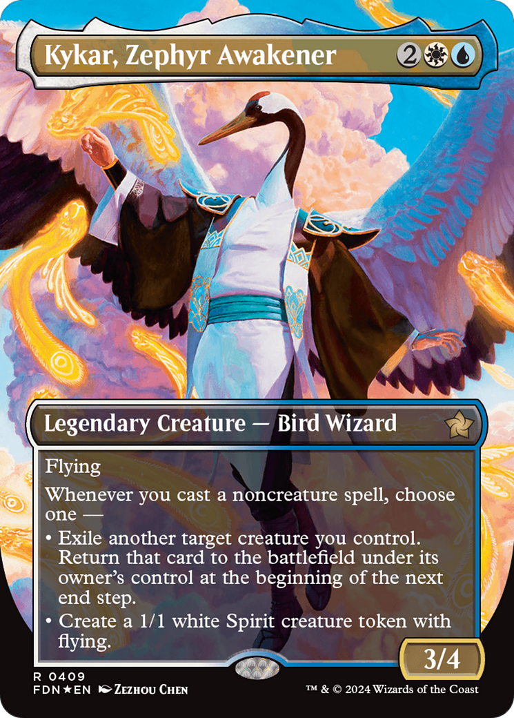 Kykar, Zephyr Awakener (Borderless) (Mana Foil) [Foundations] | Deep Dive Games St. Marys