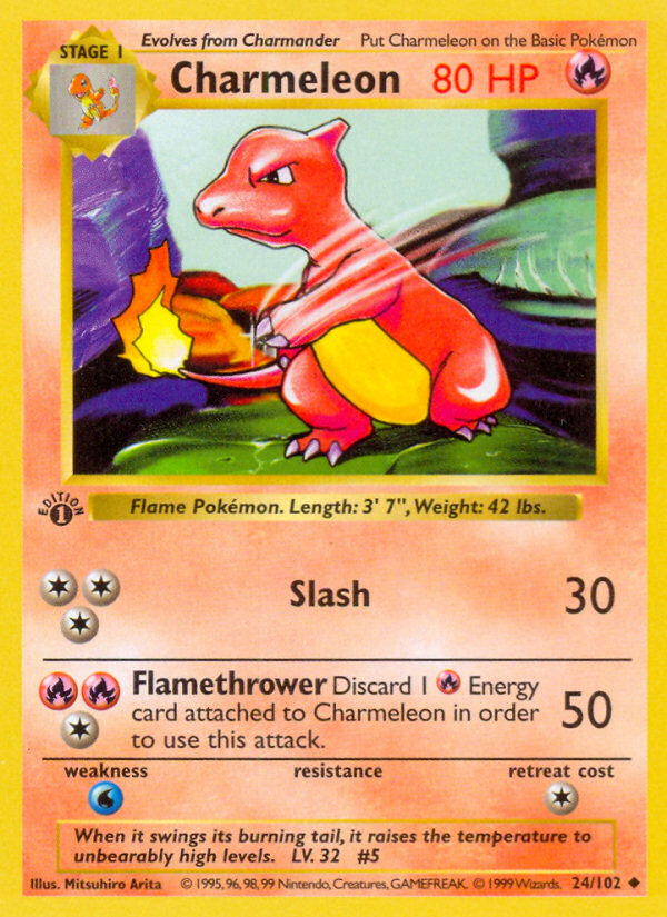 Charmeleon (24/102) (Shadowless) [Base Set 1st Edition] | Deep Dive Games St. Marys